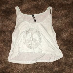 peace sign crop tank top
